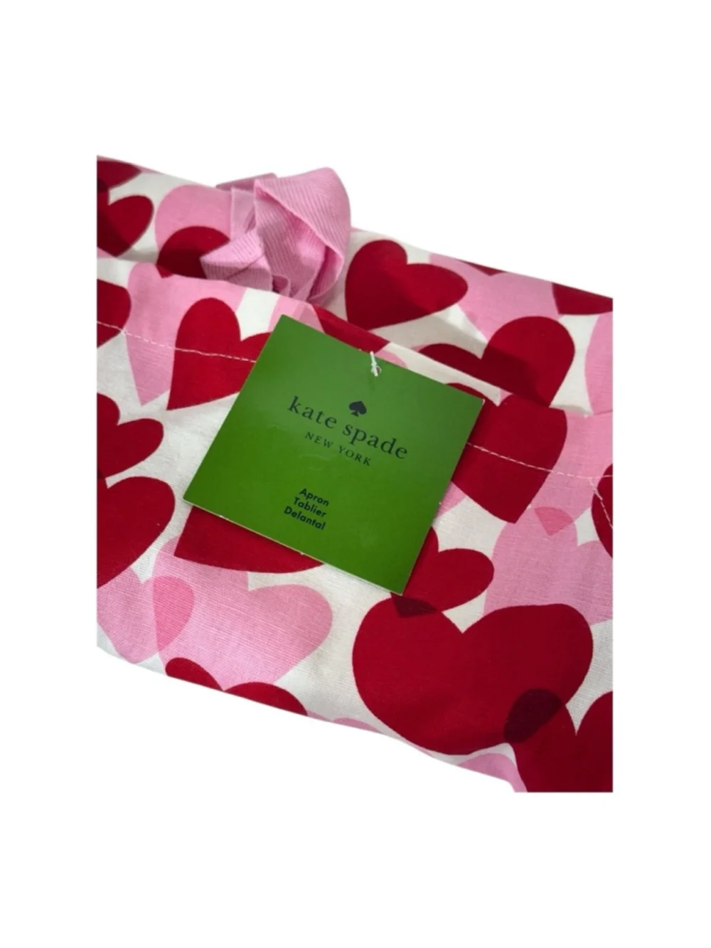 Kate Spade New York Heart Print Apron Pink Red Cotton Valentine NWT